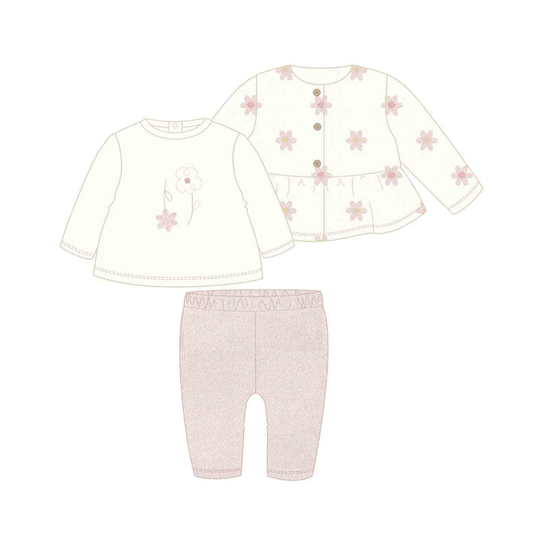 Embroidered Flower Top, Jacket & Petal Pink Pants