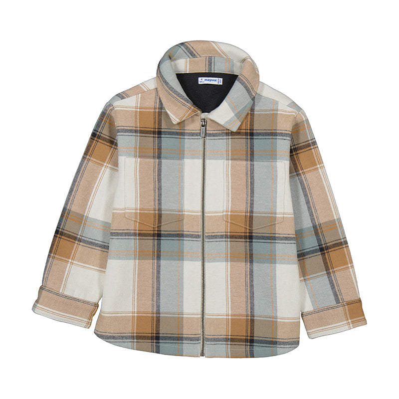 Caramel Check Zipper Jacket