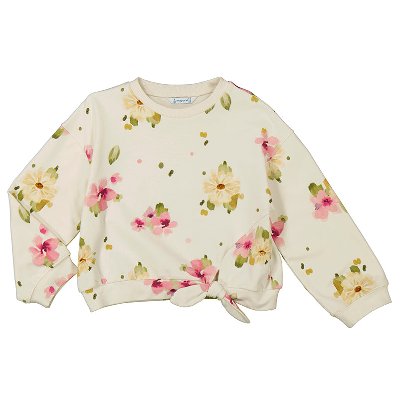 Floral Tie-Bottom Pullover