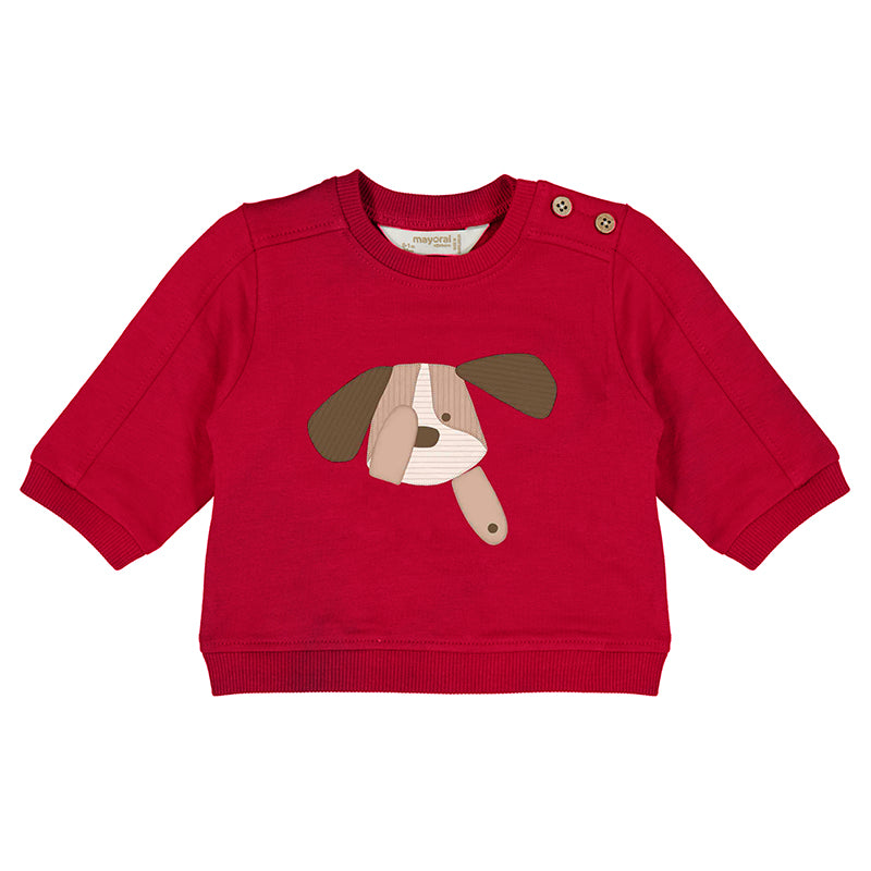 Peek-A-Boo Pup Cherry Red Pullover