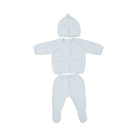 Sky Blue 3 Piece Hat & Footed Knit Set