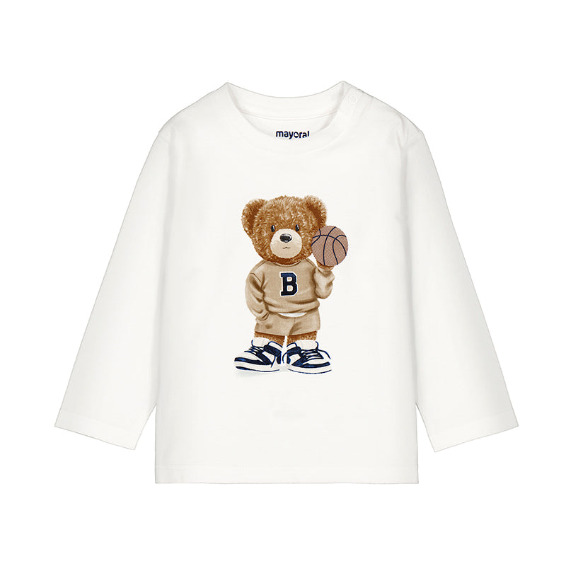 B-Ball Bear Long Sleeve Cream Tee