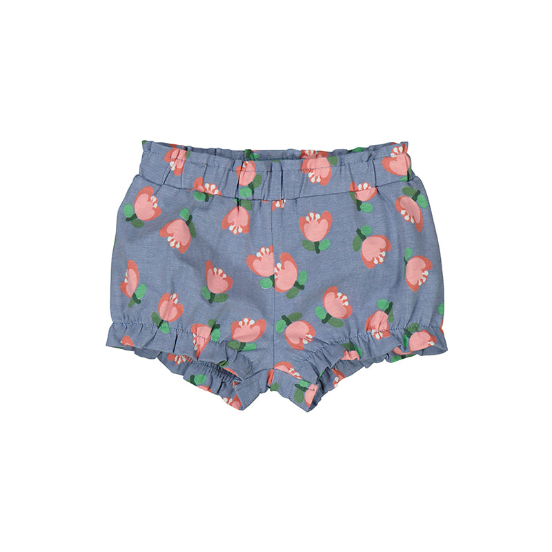 Blue Flower Print Baby Bloomer Shorts