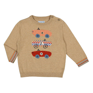 Race Cars Sand Intarsia Sweater