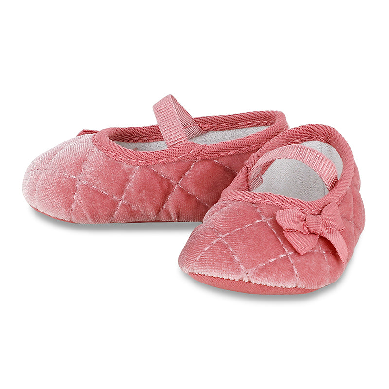 Blush Velvet Quilted Slipper Shoes