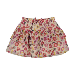 Cherry Red Blossom Print Gauze Skirt