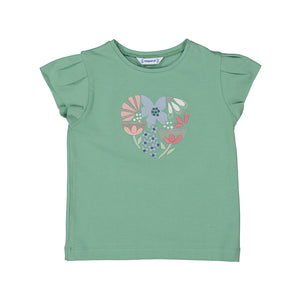 Floral Heart Graphic Mint Tee