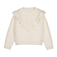 Macchiato Pointelle V-Ruffle Sweater