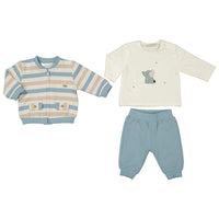 Striped Elephant Sweater, Tee & Trouser Set