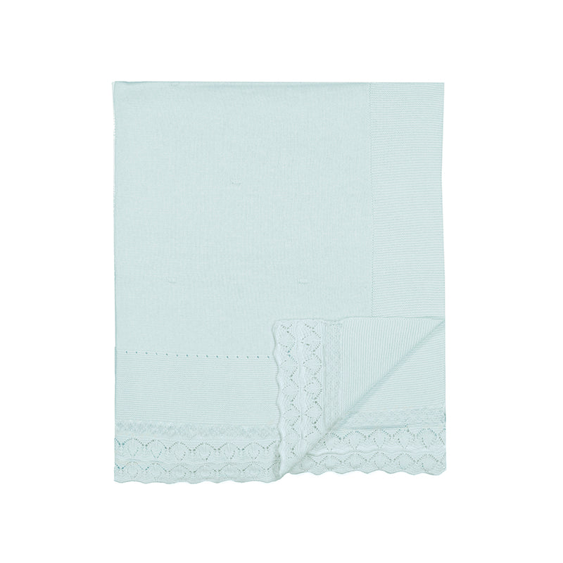 Sky Blue Knit Cotton Baby Shawl Blanket
