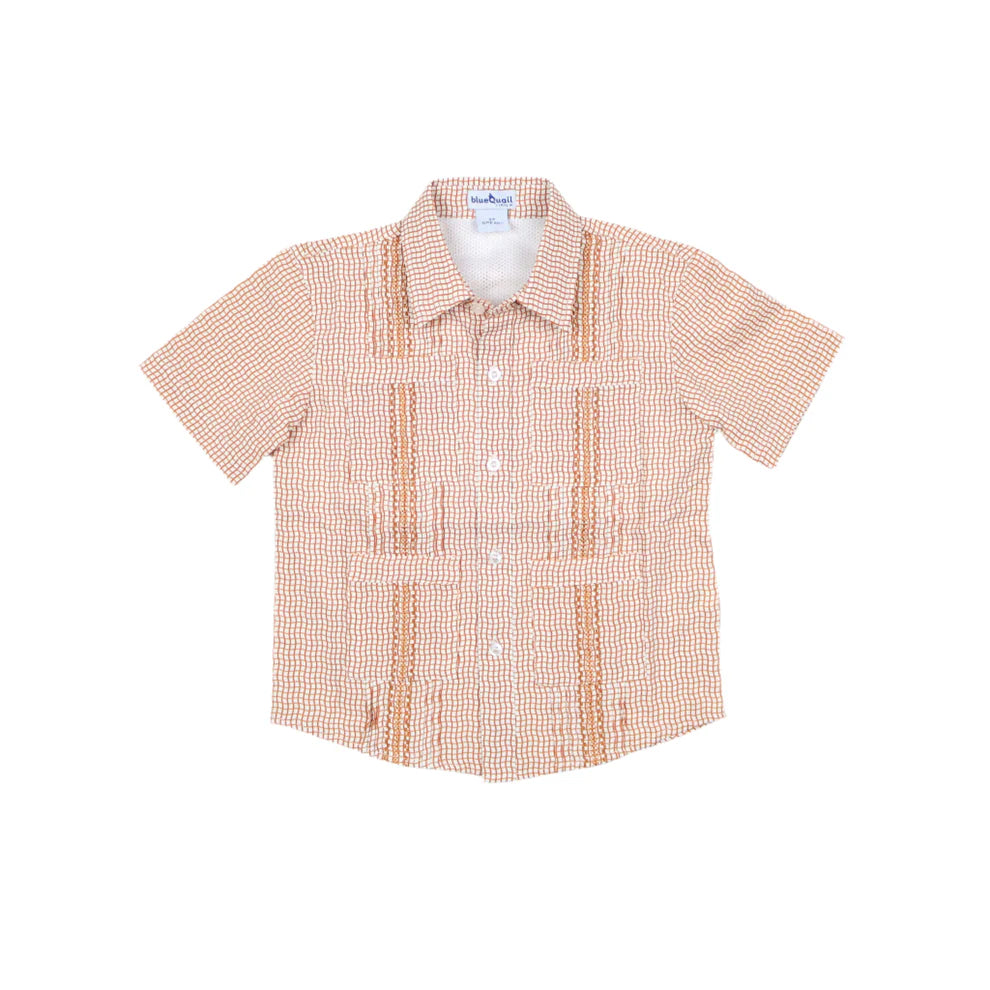 Guayabera - Gameday Burnt Orange Wave Check SS Shirt