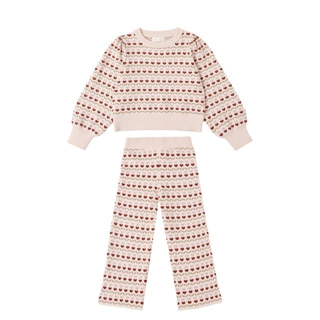 Jacquard Knit Set - Ruby Hearts