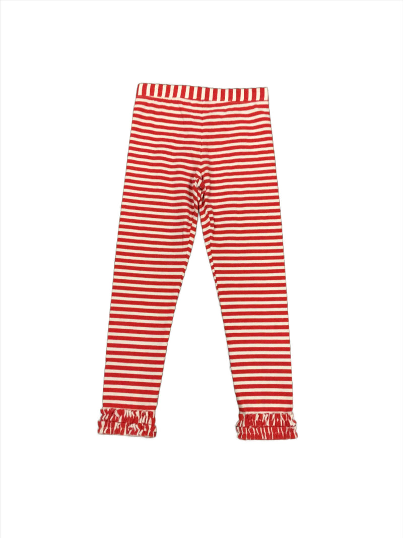 Red Striped Legging with Ankle Ruch