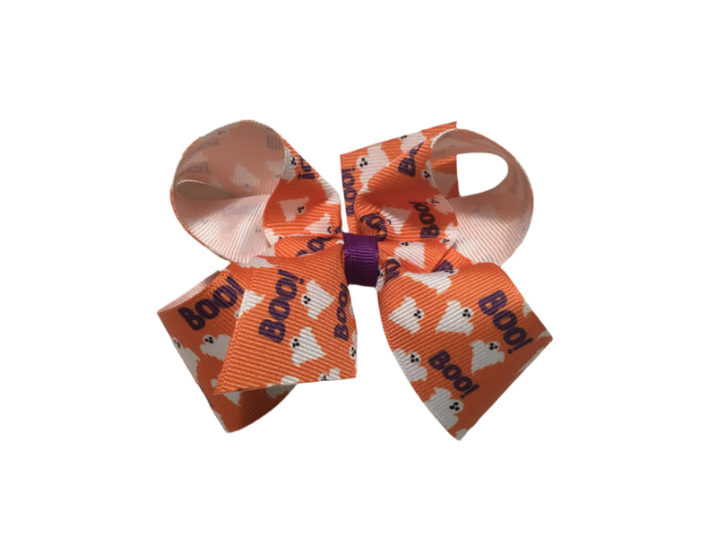 Halloween Hair Bow - Medium - Orange BOO!