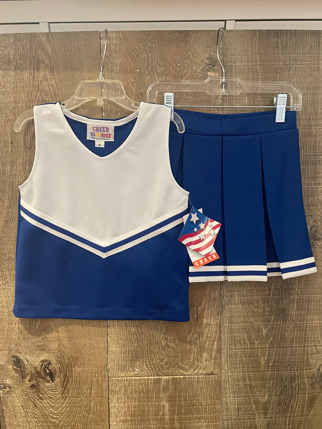 Cheerleader Uniform - Blue & White V Stripe