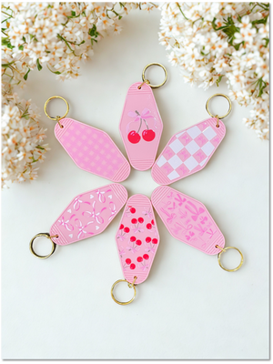 Retro Pink Keychains/Bag Charms