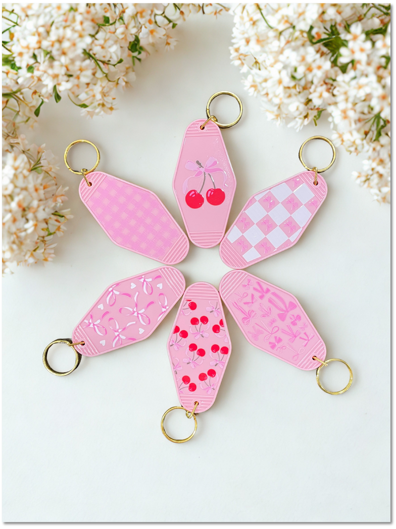 Retro Pink Keychains/Bag Charms