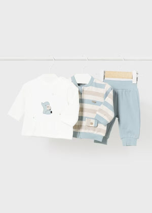 Striped Elephant Sweater, Tee & Trouser Set