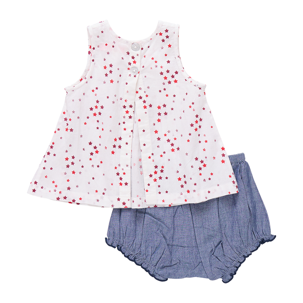 Baby Girls Jaipur Set - Red Ditsy Stars