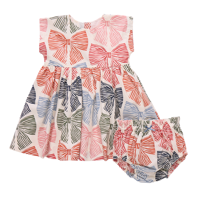 Baby Girls Adaline Dress Set - Multi Striped Bows