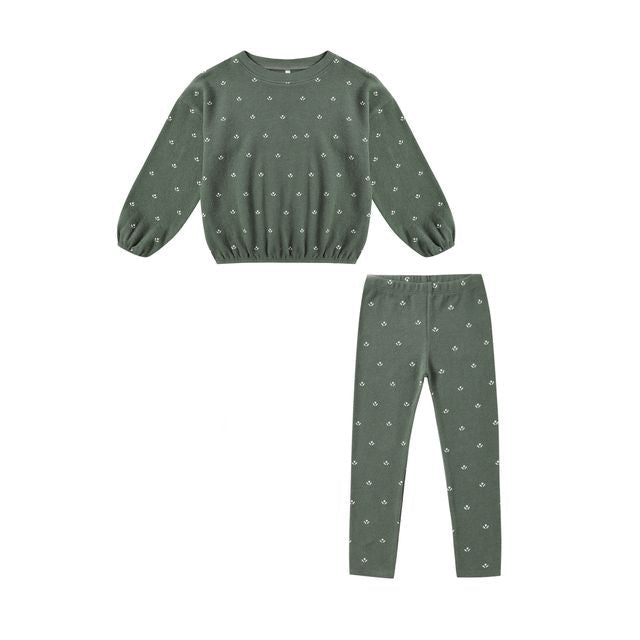 Spongey Knit Set || Evergreen Ditsy