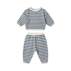 Waffle Slouch Set - Ocean Stripe