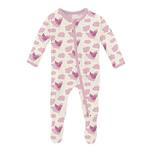 Natural Flying Pigs - 2 Way Zipper Footie