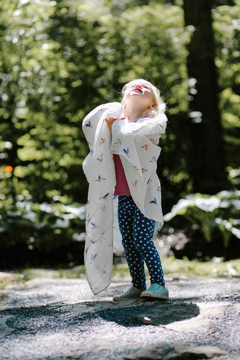 Cotton Muslin Blanket - Hummingbirds