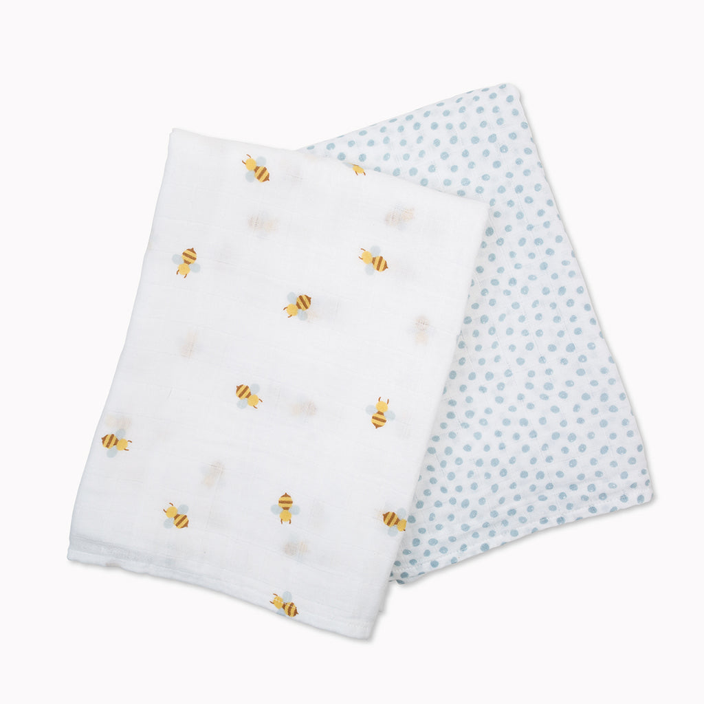 Lulujo Cotton Swaddles - Bee & Dots