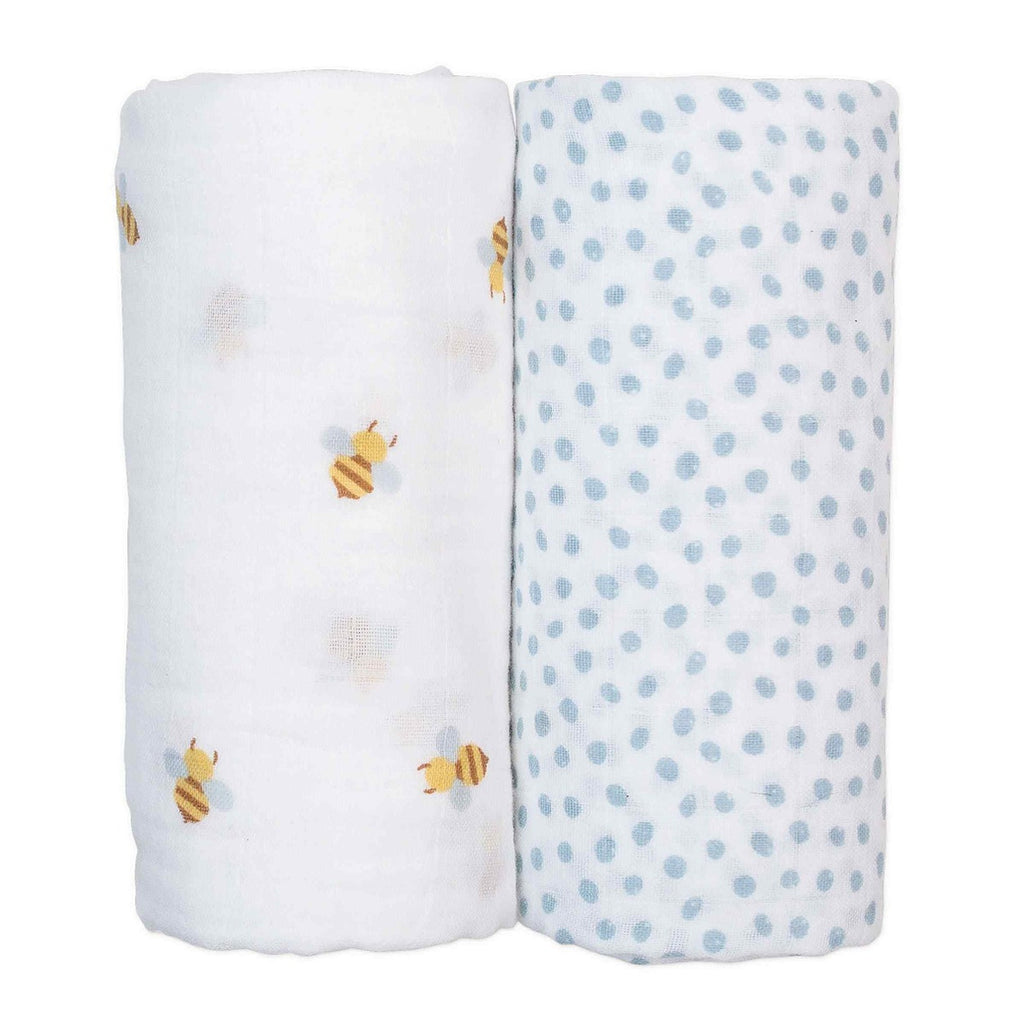 Lulujo Cotton Swaddles - Bee & Dots