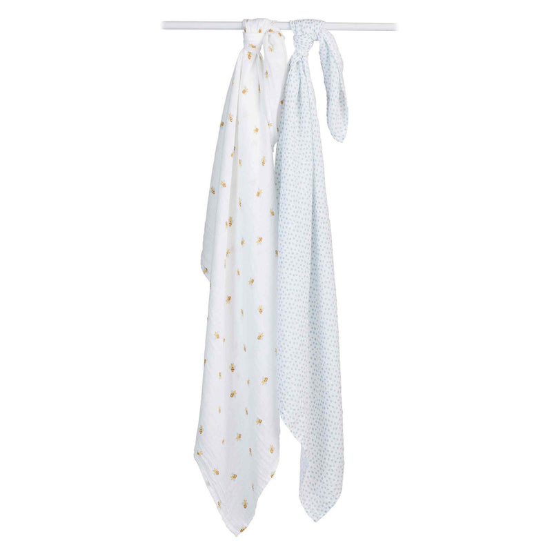 Lulujo Cotton Swaddles - Bee & Dots