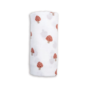 Lulujo Cotton Swaddle - Mushroom - 47x47"