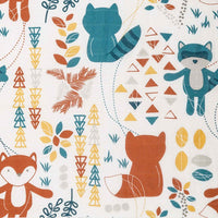 Lulujo x Leika Cotton Swaddle – Fox & Raccoon – 47×47″