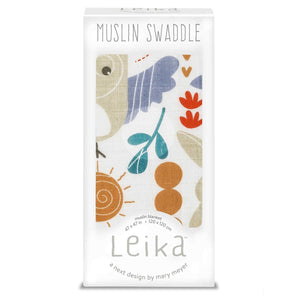 Lulujo x Leika Cotton Swaddle – Owl & Bunny – 47×47″