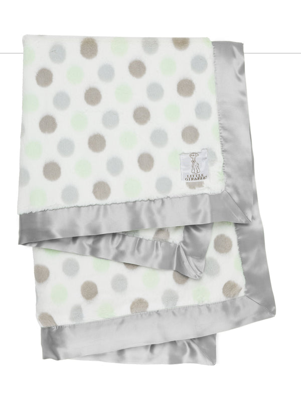 Luxe Blanket | Silver Trim Celadon Dot