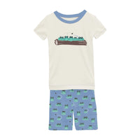 Dream Blue Bespeckled Frogs - SS Graphic Tee & Shorts PJ Set