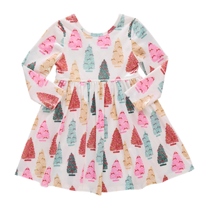 Girls Lame Steph Dress - Bottle Brush Trees