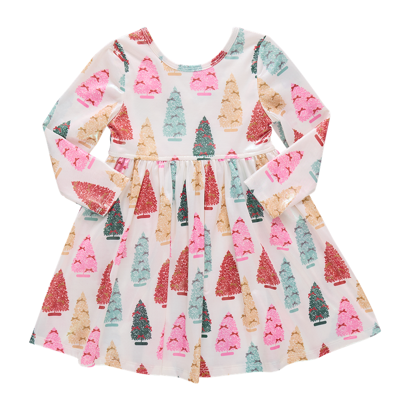 Girls Lame Steph Dress - Bottle Brush Trees