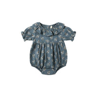 Collared Romper - Blue Floral