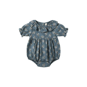 Collared Romper - Blue Floral