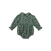 Cora Romper - Green Ditsy