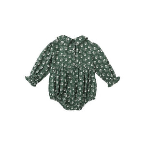 Cora Romper - Green Ditsy