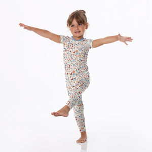 Print Short Sleeve Pajama Set - Party USA