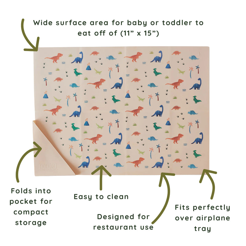 Silicone Placemat - Dinosaur Warm Cream
