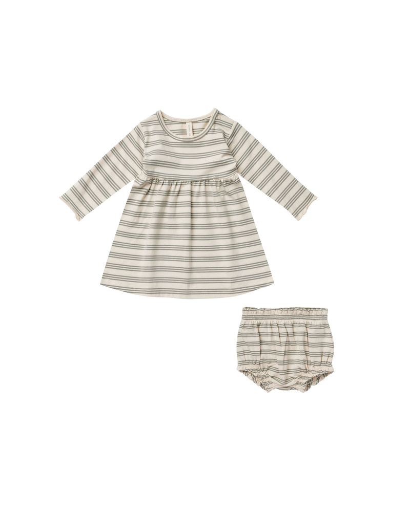 Longsleeve Baby Dress - Basil Stripe