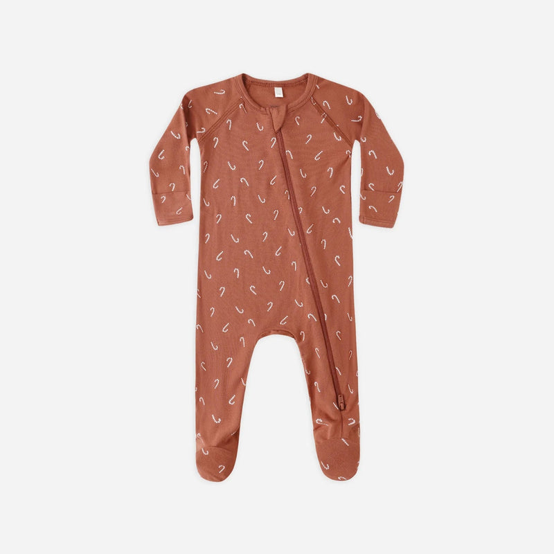 Bamboo Zip Footie - Candy Canes