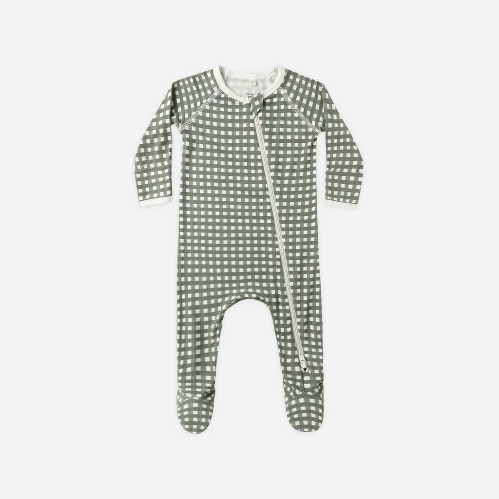 Bamboo Zip Footie - Forest Check