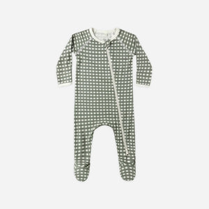 Bamboo Zip Footie - Forest Check