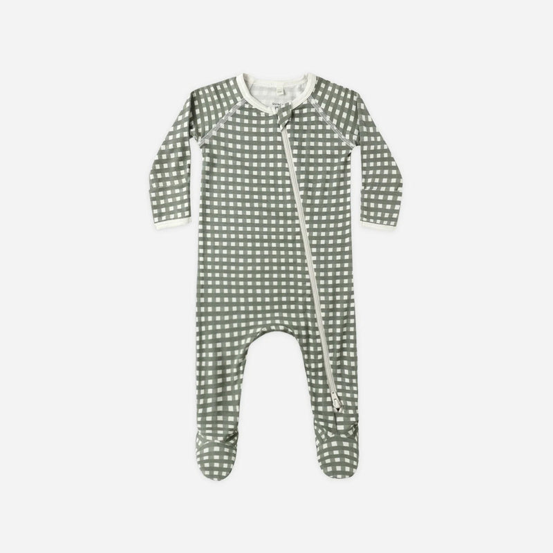 Bamboo Zip Footie - Forest Check