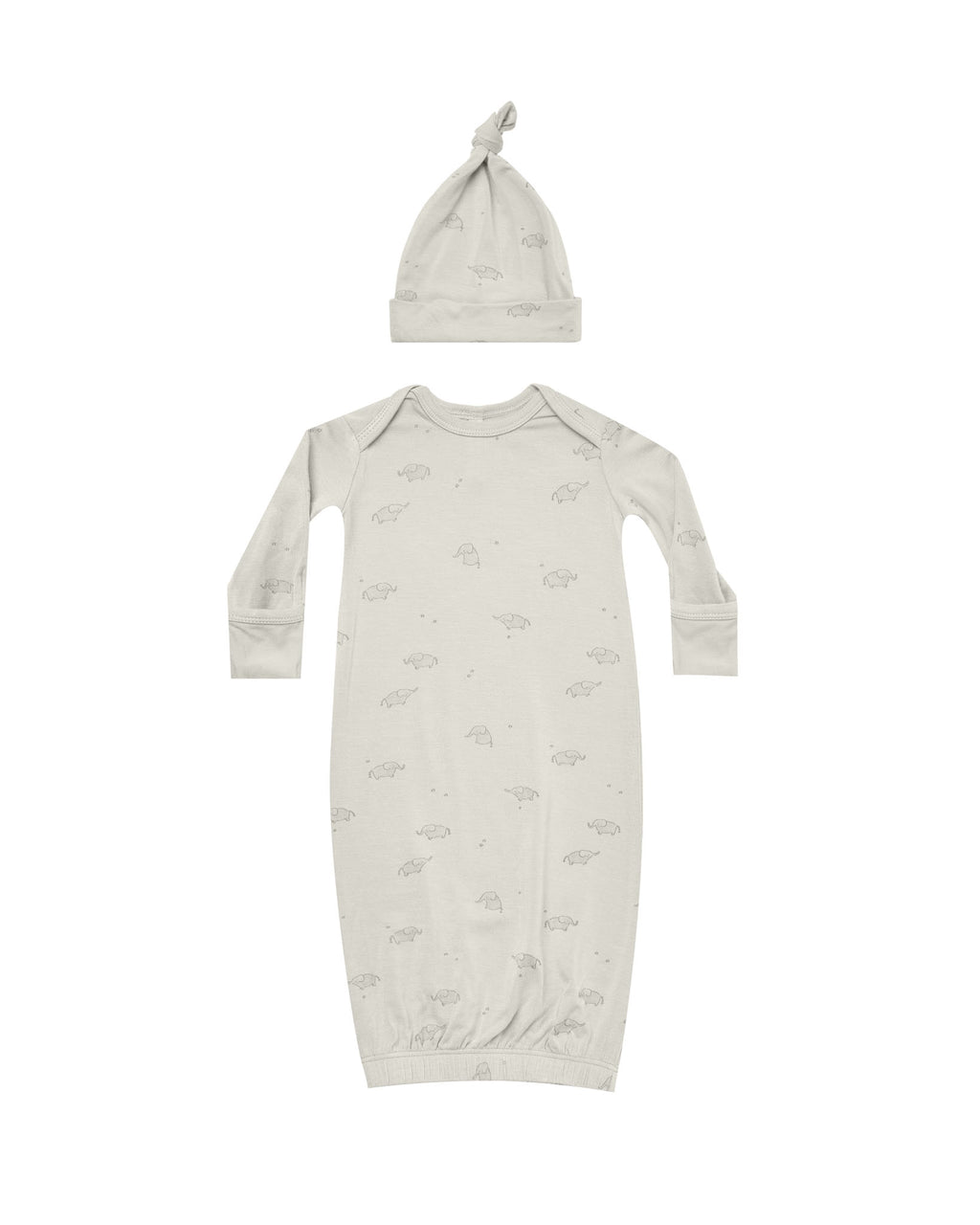 Bamboo Baby Gown + Hat - Elephants